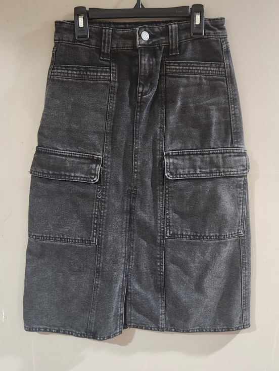 Sincerly Jules Dresses & Skirts - Sincerely Jules Cargo Denim Midi Skirt Utility Jean Women's Washed Black Sz 0